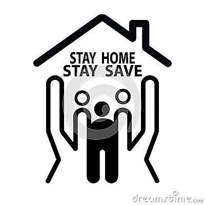 Stay at home,stay save , social distancing concept. Hands gesture form home. Protection campaign or measure from coronavirus. Stay Cartoon Illustration