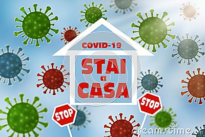 Stay home and stop coronavirus banner with inscription in italian translated as stay at home Stock Photo