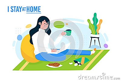 stay at home to protect against Coronavirus illustration Vector Illustration