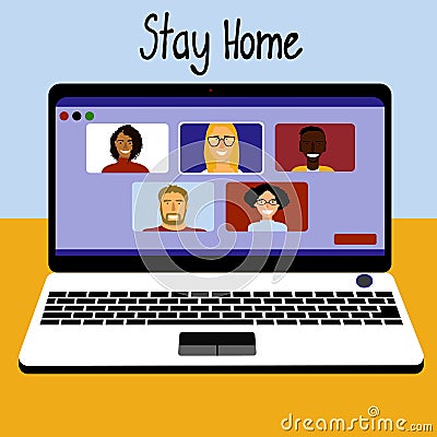 Stay home videoconference Stock Photo