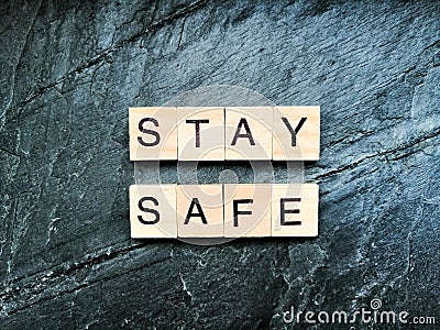 Stay safe on Grey background Stock Photo