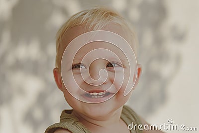 Staying healthy. Smile of little boy. Baby boy enjoy happy childhood. Little baby happy smiling. Health care for happy Stock Photo