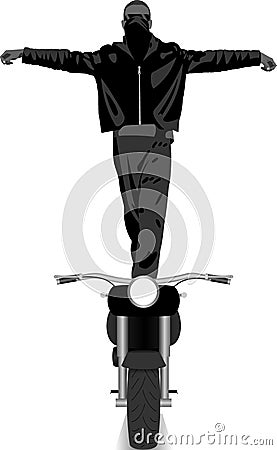 Staying on moto full height Vector Illustration
