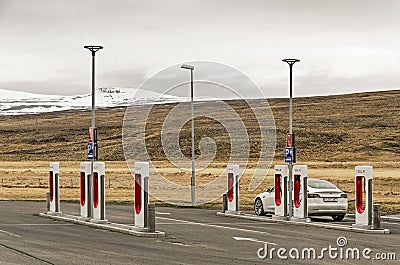 Electric vehicle charging station Editorial Stock Photo