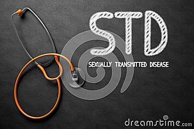 STD Handwritten on Chalkboard. 3D Illustration. Stock Photo