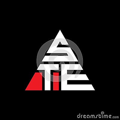 STE triangle letter logo design with triangle shape. STE triangle logo design monogram. STE triangle vector logo template with red Vector Illustration