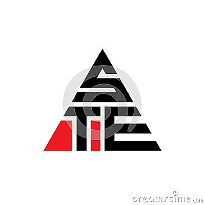 STE triangle letter logo design with triangle shape. STE triangle logo design monogram. STE triangle vector logo template with red Vector Illustration