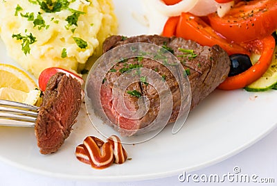 Steak medium, vegetable,salad Stock Photo