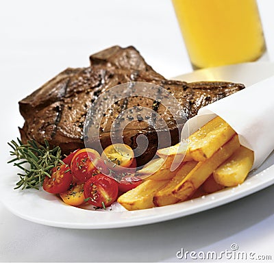 Steak and Fries Stock Photo