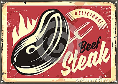 Steak house retro advertisement Vector Illustration