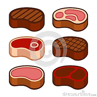 Steak Icons Set. Vector Vector Illustration