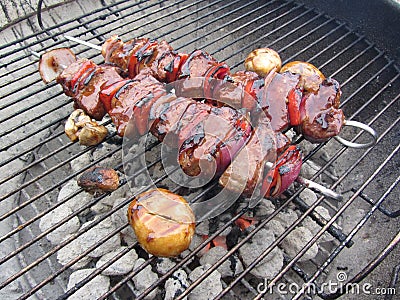Steak Kabobs on the Grill Stock Photo