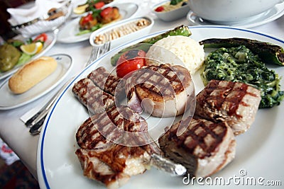 Steak plate and appetizer food Stock Photo
