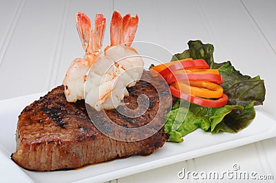 Steak and shrimp Stock Photo