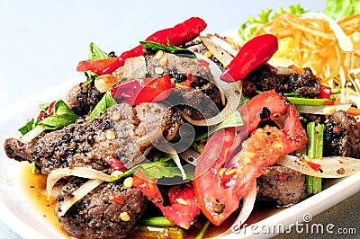 Steak spicy thailand style (yum steak mix) Stock Photo