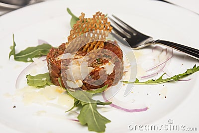 Steak Tartar with Fork Stock Photo