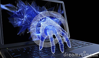 Stealing personal data through a laptop concept Editorial Stock Photo