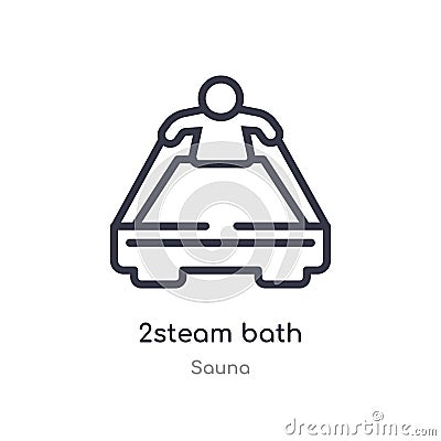 2steam bath outline icon. isolated line vector illustration from sauna collection. editable thin stroke 2steam bath icon on white Vector Illustration