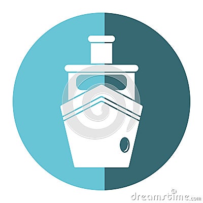 Steam boat ship transport blue circle Vector Illustration