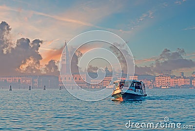 Steam boat in Venice Stock Photo