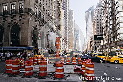 A steam chimney of New York City in the streets of the city Editorial Stock Photo