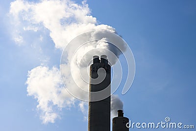 Steam from the chimney of waste incineration AEB in Amsterdam Editorial Stock Photo