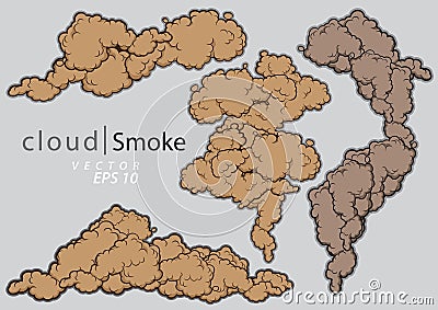 Steam clouds set. Cartoon smoke vector illustration Vector Illustration