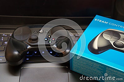 Steam Controller by Valve with its original box in its original state before being discontinued Editorial Stock Photo