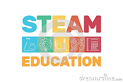STEAM Education vector colored banner or illustration Vector Illustration