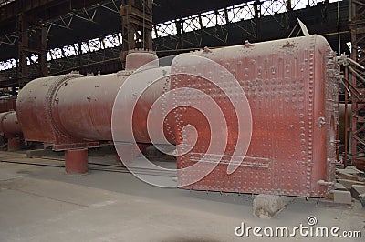 Steam engine boiler and firebox ready for use Stock Photo