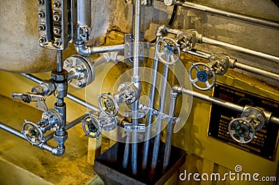 Steam engine boiler valves Stock Photo