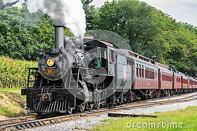 Steam Engine in the Countryside Editorial Stock Photo