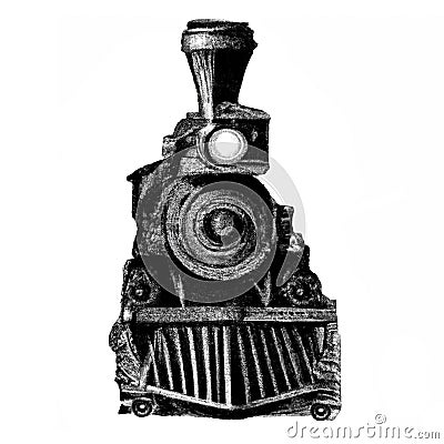 Steam Engine Front Drawing Cartoon Illustration