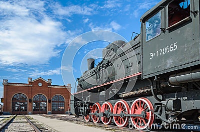 Steam engine locomotive ER type Eh2 builded at Voroshilovgrad, Brjanksk, 305 units 1934-1936, displayed at the AvtoVAZ Technical Editorial Stock Photo