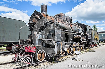 Steam engine locomotive ER type Eh2 builded at Voroshilovgrad Editorial Stock Photo