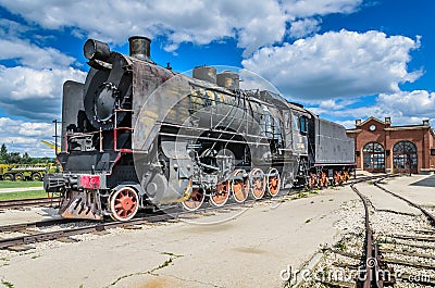 Steam engine locomotive ER type Eh2 builded at Voroshilovgrad Editorial Stock Photo
