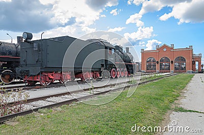 Steam engine locomotive ER type Eh2 builded at Voroshilovgrad Editorial Stock Photo