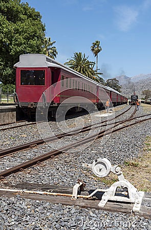 Steam engine and passenger coaches at Ceres South Africa Editorial Stock Photo