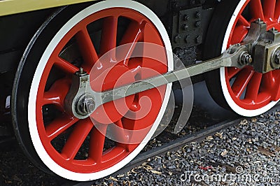 Steam engine wheels Stock Photo
