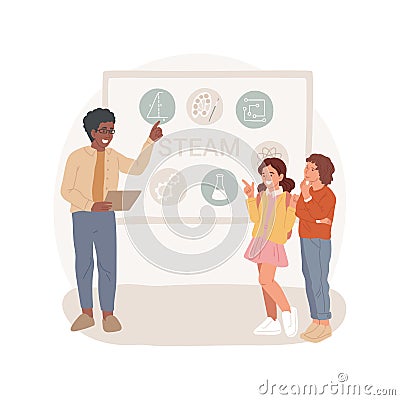 STEAM focused school isolated cartoon vector illustration. Vector Illustration