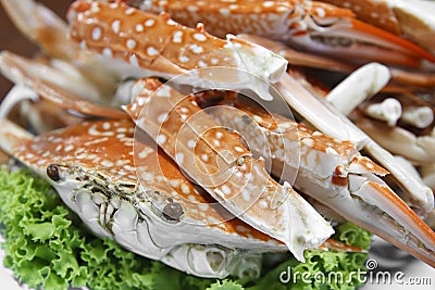 steam horse crab with lettuce Stock Photo