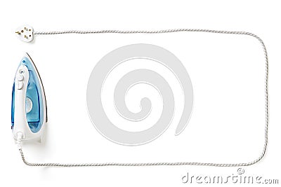 Steam iron and cable border Stock Photo