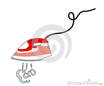 Steam iron red Vector Illustration