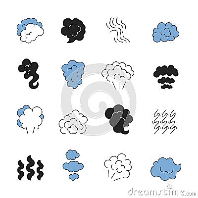 Steam line symbols. Smell of cooking food vapour smoke outline vector icon set Vector Illustration