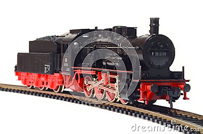 Steam loco model train isolated on white Stock Photo