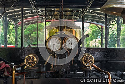 In the steam locomotive Stock Photo