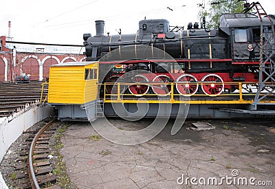 Steam locomotive in museum by side Editorial Stock Photo