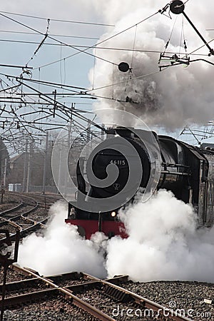 Steam locomotive 46115 Scots Guardsman, Carnforth Editorial Stock Photo