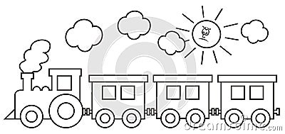 Steam locomotive with wagons Vector Illustration