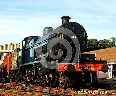 Blue Steam Engine and train - West Somerset Railway England Editorial Stock Photo